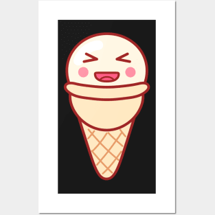 Laughing Ice Cream Emoji Minimal Posters and Art